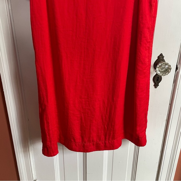 Skies are Blue Red Dress Sheath Mini Flutter Sleeve Small Tomato Red Crinkle - Picture 3 of 9